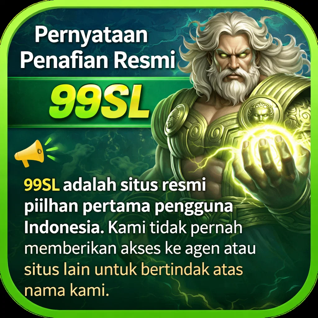 Halaman Pernyataan Penafian Resmi 99SL untuk Pengguna Masuk dan Aplikasi