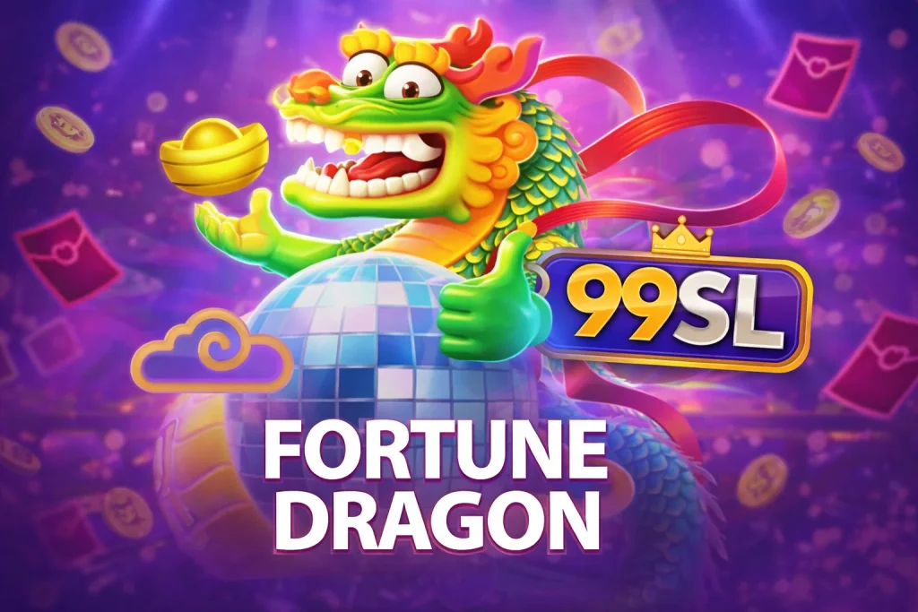 Tampilan FORTUNE DRAGON di 99SL dengan simbol naga emas dan latar oriental elegan