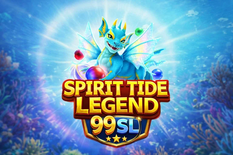 Tampilan permainan Spirit Tide Legend di 99SL Aplikasi dengan latar laut mistis dan simbol bercahaya biru emas